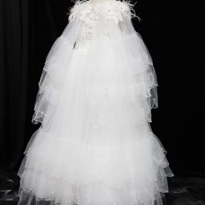 "Jian Shangyun 2025 New Traditional Chinese Style Evening Dress Series for Birthdays"肩上云2025新品国风礼服系列晚礼生日款 (白色珍珠边)