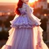 "Jian Shangyun 2025 New Traditional Chinese Style Evening Dress Series for Birthdays"肩上云2025新品国风礼服系列晚礼生日款 (紫色大褶花)