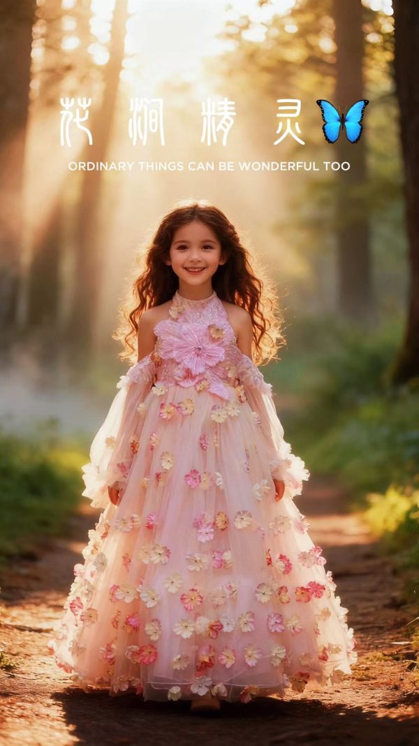 "Jian Shangyun 2025 New Traditional Chinese Style Evening Dress Series for Birthdays"肩上云2025新品国风礼服系列晚礼生日款 (粉色花朵啦啦袖)