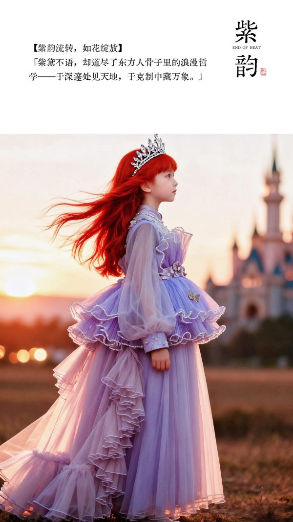 "Jian Shangyun 2025 New Traditional Chinese Style Evening Dress Series for Birthdays"肩上云2025新品国风礼服系列晚礼生日款 (紫色大褶花)